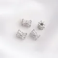 Silver 14K gold plated bow and rondelle beads with inlaid zircons for DIY jewelry - Style 9 / 8x6.5mm / White Gold