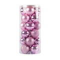 Pink Christmas ornaments in tube featuring matte, glossy, and glitter finishes - Barrel 3cm / Pink