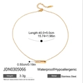 Collana in acciaio inossidabile dorato con pendente in zircone ovale, ipoallergenica - JDN0305066-Rettangolo Tre Pietre