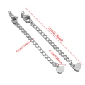 Silver stainless steel extender chain with lobster clasp and heart tag detail, 7cm length - Heart Shape / Steel