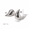 Polished silver teardrop earrings with measurements 31mm height and 17.3mm width - Silver Medium Teardrop Stud Earrings (EKR131b-S-p)