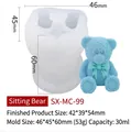 Blue sitting teddy bear silicone mold with bow for DIY milk tea ice cubes, 30ml capacity - Sitting Bear MC-99