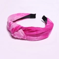 Pink gradient tie-dye wide knotted headband with textured fabric and non-slip ends - Pink