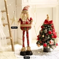 Standing Christmas Santa Claus doll in red knit sweater and plaid pants 86cm tall - Santa Claus Large Telescopic Thin Leg Style
