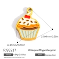 Pendentif cupcake en émail coloré et acier inoxydable doré pour création de bijoux - Pendentif Cupcake PJ93217