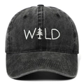 Berretto da baseball vintage grigio scuro con ricamo WILD e grafica di un pino - Taglia unica / Nero