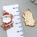 Christmas Santa Claus alloy oil-drop charm in red and white with a golden metal finish - Santa Claus B (23x17mm)