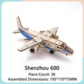 3D wooden MA600 aircraft puzzle with blue wings, laser cut DIY model for kids - MA600 Airliner