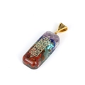 Rectangular Orgone energy pendant with colorful natural crystals and Flower of Life - Style B Rectangle Without Chain