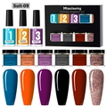 Nail dipping powder kit Suit-09 with 6 color glitters and 3-step liquid system for manicure - Solid Color Dipping Powder Set 09 (Suit-09)