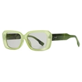 Retro light green square frame sunglasses with dark marble texture temples and rivets - Light Green Frame Light Gray Lens (C4)