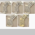 5-pack of cute embroidered dog and bear striped crew socks in neutral tones - 5 Pairs - 2*Striped Black Bear + 2*Striped Dalmatian + Striped Fat Bear