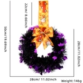Ghirlanda Halloween 50cm con paillettes nere viola, nastro di zucca e decorazioni a pipistrello - Ghirlanda di Festone Pipistrello