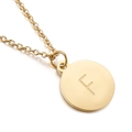 Collier minimaliste en acier inoxydable doré avec pendentif rond et lettre F - Lettre F
