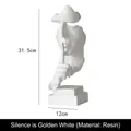 Abstract white resin 'Silence is Golden' sculpture, minimalist art decor, 31.5cm height - Silence Is Golden (white)
