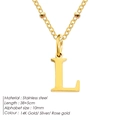 Gold-plated stainless steel letter L pendant necklace with satellite bead chain link. - Letter L / Gold