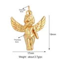 Detailed view of a polished golden angel pendant with wings and 5mm bail size - Angel Pose / Gold