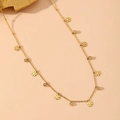 Detail view of gold stainless steel necklace with snowflake pendants and zircon charms - Snowflake Style (L308)