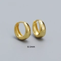 Minimalist gold-plated S925 sterling silver huggie earrings with polished 8.5mm round hoops - 8.5MM / Gold