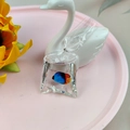 Transparent resin goldfish water bag earring charm with blue and orange fish detail - Style 5 (Blue Orange Fish)