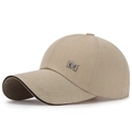 Berretto da baseball in tela kaki con visiera lunga e logo M metallico sul lato - Regolabile / Beige Scuro