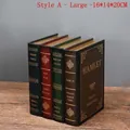 Boîtes de rangement rétro en forme de livres européens avec lettrage doré en quatre couleurs - Boîte de rangement vintage - Grand Modèle A