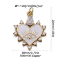 Detail showing white heart evil eye pendant size dimensions and copper material specs - CX142-8B (White Glaze Heart Zirconia)