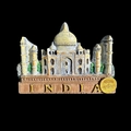 Souvenir resin fridge magnet featuring the India Taj Mahal with gold India text - Taj Mahal India