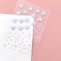 Iridescent heart pearl face stickers and round rhinestones for fairy eye makeup looks - White Heart Pearls (BJA-648)