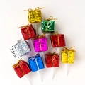 Set of 2.5cm colorful Christmas cake toppers in assorted metallic gift box shapes - Christmas Gift Bag Mixed (10 Pcs)