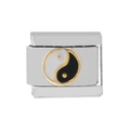 Silver modular bracelet link with a black and white enamel Tai Chi Yin Yang symbol - 0211-bagua Diagram-phnom Penh