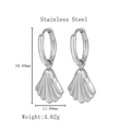 Silver stainless steel conch shell hoop earrings with dimensions and weight specs - Shell / Silver