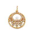 Pendentif marguerite dorée avec perle blanche et oxydes de zirconium pour bijoux DIY - Style T / Or