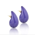 Chubby teardrop earrings in purple textured glaze with gold posts and mirror effect - Quicksand Purple