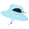 Cappello da sole azzurro a tesa larga con rete traspirante e cordino regolabile - Celeste