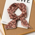 Foulard cheveux en coton lin à fleurs terracotta avec des motifs floraux en nœud - Prunier Rose