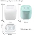 Moule en silicone pour boîte de rangement rectangulaire avec couvercle et dimensions - Moule de Boîte de Rangement Rectangulaire Géométrique