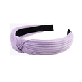 Chic purple ribbed cotton knot headband for women featuring a stylish cross design - Light Purple