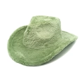 Western style light green faux rabbit fur cowboy hat with wide brim and plush texture - M(56-58cm) / Mint Green