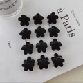 Set of 12 black velvet 5-petal flower mini hair clips for women and girls - Black Flocked Flower