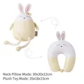 2-in-1 yellow rabbit plush toy and U-shaped neck pillow with foam beads - Yellow Long-legged Rabbit / Single Bag