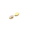 Pink and white enamel eye-shaped fish beads in golden stainless steel finish - 7*14mm Gold Oval Eye - Pinkish Purple