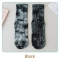Black tie-dye Pilates socks with anti-slip silicone grippers on the sole for yoga - Size 36-42 / Black
