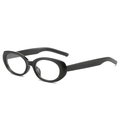 Classic oval sunglasses with retro black glossy frames and UV protection - Black Frame Clear Lens