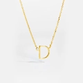 Minimalist gold S925 silver necklace featuring a D-letter pendant with a sparkling gemstone - Letter D