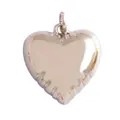 Golden heart-shaped metal pendant with radial grooves and a polished center mirror finish - White Gold-Polished Heart
