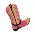 Tufted cowboy boot shaped pillow in pink and beige with abstract geometric patterns - Pink + Yellow B240403-4 / 28x36cm (direct Charging Included)