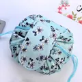 Lazy drawstring makeup bag in light blue floral pattern with waterproof polyester fabric - Tuberose