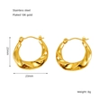 Gedrehte Seil-Creolen aus 18K vergoldetem Edelstahl, 23mm polierte runde Ohrringe - Gedrehtes Rund-Stil (1242)