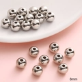8mm silver stainless steel round beads for DIY bracelet and jewelry making - 8mm (Hole approx 2mm) 20pcs/pack / Steel